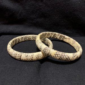 Pair of Snakeskin Patterned Bangle Bracelets